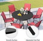 VICLLAX 48" Round Patio Dining Table for 4-6, Metal Outdoor Dining Table with Umbrella Hole for Garden Lawn Deck, Black