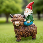 Highland Cow Gnome Garden Decorative Statue Garden Gnomes Decor Outdoor Statues Gnome Suitable for Patio, Back Porch Ornaments, Unique Housewarming, Birthday Gifts for Women, Mom
