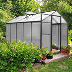 MUPATER 6'x 10' Greenhouse for Outdoors, Polycarbonate Greenhouse Heavy Duty, Aluminum Green House Kit with Lockable Door and Adjustable Roof Vent for Winter Plants, Backyard, Garden, Grey