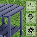 LZRS Double Adirondack Side Table, Outdoor Side Tables, End Tables for Patio, Backyard,Pool, Indoor Companion, Easy Maintenance & Weather Resistant (Navy Blue)