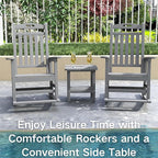 Kingdura Outdoor Rocking Chairs Set of 2, HDPE Plastic Patio Rocking Chair All-Weather Oversized Porch Rocker with High Back for Patio Outside Backyard Balcony (Grey)