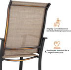 NUU GARDEN 4 Piece Outdoor Patio Dining Chairs, Textilene Dining Chairs with High Back, Patio Furniture Chairs with Armrest, Iron Frame for Lawn Garden Backyard Deck, Black and Brown