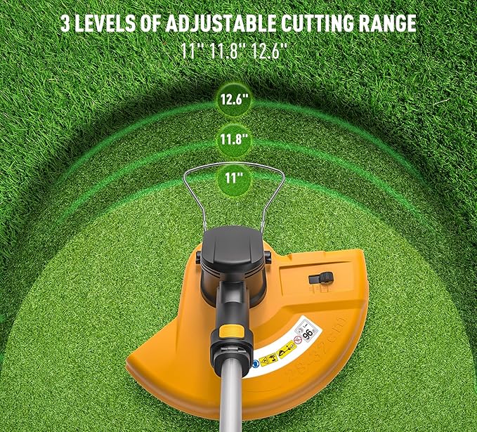 40V Cordless Weed Whacker, 4Ah Battery Powered Weed Eater, 3-Positions Adjustable Cutting Width Grass Trimmer, Telescopic Aluminum Shaft String Trimmer, Battery & Charger Included