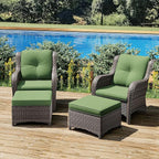 Joyside 4 Pieces Outdoor Patio Furniture Set Wicker Conversation Bistro Set 2 PE Wicker Patio with 2pcs Ottomans for Backyard, Porch, Balcony(Mixed Grey/Green)