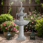MAGIC UNION Outdoor Garden Water Fountains, 48.4''H Italian Style Fountain and Waterfall Outside, 3-Tier Large Bubbler Cascading Indoor Floor Fountain Features with Pump for Home Yard Decor (Gray)
