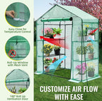 Greengro Greenhouse, 28 x 57 x 76'' Greenhouses for Outdoors, Small Plant Green House with Screen Windows, 3 Tiers 4 Shelves, Durable PE Cover, Plastic Portable Wall in Greenhouses for Outside Indoor