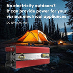 IERBJ 1100W Power Inverter, DC 12V to AC 110V, 2600W Peak Power, LED Display, Pure Sine Wave,Cooling Fan,for Vehicles,Car,RV,Truck,Ship