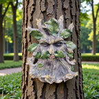 Whimsical Tree Face Garden Decoration ，Tree Faces Decor Outdoor Wallmounted Statue Art with Leaf Features, Outdoor Decor Garden Accessory (Home Decor)