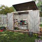 2 Trash Cans Metal Outdoor Storage, 3x6 FT Garbage Bin Storage Shed with Chain Lid, Garbage Can Metal Sheds for Garden, Backyard, Lawn and Patio