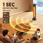 Outdoor Electric Patio Heater, Haimmy 34- inch Outdoor Electric Patio Heater, 1500W Instant Heating, 3 Heat Levels, Tip-Over & Overheat Protection, IPX5 Waterproof Tower Space Heater