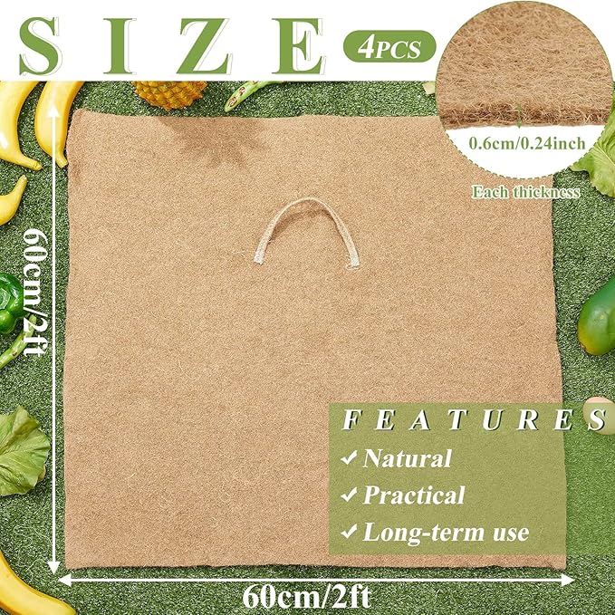 Zubebe 4 Pcs 2 ft x 2ft Worm Blanket Farm Kit Worm Bin Blanket Worms for Composting Fits Many Bin Bag for Keeping Worms Dark Moist Warm Outdoor Garden Compost Bin Farm Compost Factory