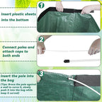PHYEX 2 Pack 53-Gallon Reusable Leaf Bags with Flat Bottom Design - Dustpan Style Garden Bags for Easy Yard Waste Collection, Lightweight & Foldable