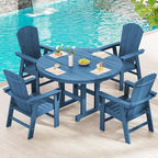 SERWALL Outdoor Adirondack Dining Chair Set of 2, All Weather HDPE Patio Chairs, Navy