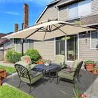 10x10 FT Cantilever Patio Umbrella with Base Included Double Top Outdoor Square Large Heavy Duty Aluminum Offset Umbrellas with 7 Level Tilt 360-degree Rotation for Pool Garden Deck,Beige