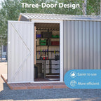 10x14 FT Outdoor Metal Storage Shed with Side Door & Floor Frame, Extra-Large Tool Shed with Lockable Double Doors, Weatherproof Garden Shed for Backyard, Lawn Equipment and Patio Storage