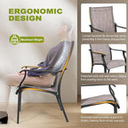 NUU GARDEN Outdoor Dining Chair Set of 2, Breathable Textilene Fabric and Aluminum Frame with Backrest and Armrests, Quick-Dry and Rust-Resistant, Patio Chairs for Lawn, Garden, Grayish Brown