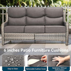 Luxury High Back Outdoor Furniture with 6-Inch Thick Cushions, Patio Furniture Set with Swivel Chairs, 4 PCS Wicker Conversation Set for Porch, Balcony, Deck and Yard