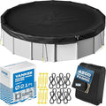 Yankee Diamond Series Pool Covers for Above Ground Pools | All-Weather Windproof Light 21ft Round Pool Cover w/ 12 Screw-In Pegs, 12 Ropes | 3 Mounting Methods, Strong Fastenings for Triple Protection