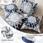 Qahing Pack of 4 Outdoor Waterproof Pillow Covers 24x24 Decorative Outdoor Throw Pillows Garden Square Cushion Cases for Patio Furniture, Couch, Tent Sunbrella, Bench, Navy Blue Grey