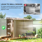 Outsunny 4.6' x 9' Steel Outdoor Storage Shed, Lean to Shed, Metal Tool House with Foundation Kit, Lockable Doors, Gloves and 2 Air Vents for Backyard, Patio, Lawn, Brown