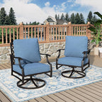 Swivel Patio Chairs Set of 2, High Back Outdoor Swivel Patio Metal Chairs with 5.75" Thick Cushions for Bistro Balcony Porch Deck and Yard, Navy Blue