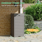 Outdoor Trash Can, 31 Gallon Garbage Can with Tiered Lid and Drip Tray, Waterproof Resin Patio Waste Bin for Garden, Backyard, Deck