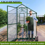 72*120in Greenhouse for Outdoors, Polycarbonate Greenhouse with Stronger Wind Protection and Roof Vent, Walk-in Large Aluminum Sunroom Winter Proof, Green