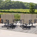 Outdoor Patio Swivel Dining Chairs Set of 6, All-Weather Swivel Rocker Chairs with Textilene High Back and Black Rust-Proof Metal Frame, Perfect for Patio, Lawn, Garden, or Backyard, Mocha