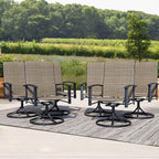 Outdoor Patio Swivel Dining Chairs Set of 6, All-Weather Swivel Rocker Chairs with Textilene High Back and Black Rust-Proof Metal Frame, Perfect for Patio, Lawn, Garden, or Backyard, Mocha