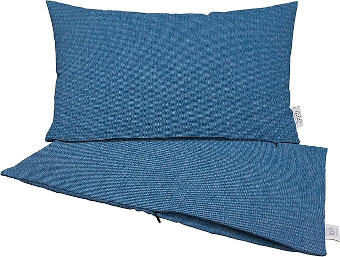 RSH DECOR: Sunbrella Pillow Covers Set of 2 | Covers Only - 26" x 16" | Outdoor Lumbar Pillow Covers Crafted with Sunbrella Performance Fabric | Canvas Regatta