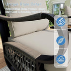 4 Pieces Outdoor Patio Conversation Sets with All Weather Cushions, Metal 3-Seater, 2 Single Chairs, 1 Fire Pit Table for Backyard Deck Porch Poolside, Beige