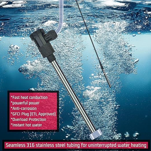 3000W Immersion Water Heater Portable Electric Pool & Bathtub Fully Submersible Water Heater with Temp Control, GFCI for Hot Tub, Above Ground Pool, baptismal Pool, Above Ground Pool, spa
