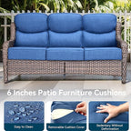 Luxury High Back Outdoor Furniture 6-Inch Thick Cushions with 50,000 BTU Gas Propane Fire Pit Tablet, Patio Furniture Set with Swivel Chairs, 6 PCS for Porch, Balcony, Deck and Yard