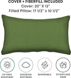 Honeycomb Outdoor Lumbar Toss Pillow Set, 20" W x 12" L, Artichoke Green Outdoor Pillows