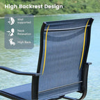 VICLLAX 5 Pieces Patio Dining Set for 4, Outdoor Furniture Set Includes 37.8" Square Outdoor Table and 4 Patio Swivel Chairs for Lawn Garden, Black Tabletop and Blue Fabric