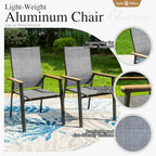 Sophia & William Patio Dining Set 9 Pieces, 8 Aluminium Patio Dining Chairs with 1 Extendable Dining Table for 6-8 Person, Patio Table and Chairs for Outdoor Lawn (Grey)