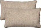 Honeycomb Outdoor Lumbar Pillow 2-Pack, 22 x 12, Textured Solid Birch Tan Throw Pillows for Patio Furniture