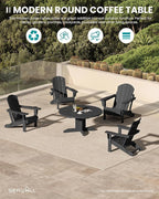 SERWALL 36'' Round Outdoor Coffee Table - HDPE Weatherproof Patio Table for Balcony, Garden, Backyard (Black)