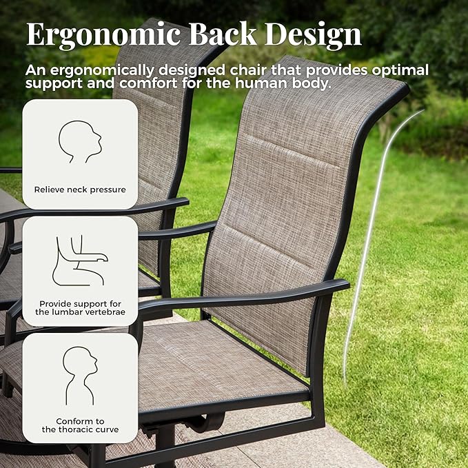 9 Pieces Patio Dining Set, Outdoor Table and Chairs, 8 x Textilene Swivel Dining Chairs and 60" Square Outdoor Dining Table, for Cozy Garden Settings, Grayish Brown