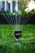 Melnor 65137AMZ MiniMax Turbo Oscillating Sprinkler on Step Spike, 4000 sq. ft., 4-Way Adjustable, Quick Connect Bundle, Yellow