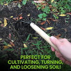 Garden Guru Hand Rake Cultivator Claw Soil Tiller - Military Grade Steel - Rust Resistant - 5 Tine Japanese Ninja Claw - Comfortable Wood Handle - Perfect Pulverized and Aerated Soil - 1 Case (60 Pcs)