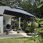 PURPLE LEAF 10 FT Cantilever Patio Umbrella Outdoor Umbrella with 220lbs Base Large Square Windproof Offset Umbrella for Pool Deck Garden, Graphite Grey