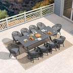 PURPLE LEAF 11 Pieces Outdoor Dining Set All-Weather PE Rattan Outdoor Patio Furniture Set with All Aluminum Frame Rectangular Table and Chairs Set for Lawn Garden Backyard Deck, Grey