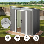 Gizoon 6'x4' Outdoor Storage Shed Metal Garden Shed with Sliding Lockable Doors, Versatile Tool Bike Shed with Transparent Panel Windows, Outdoor Storage Clearance for Backyard, Patio, Dark Gray