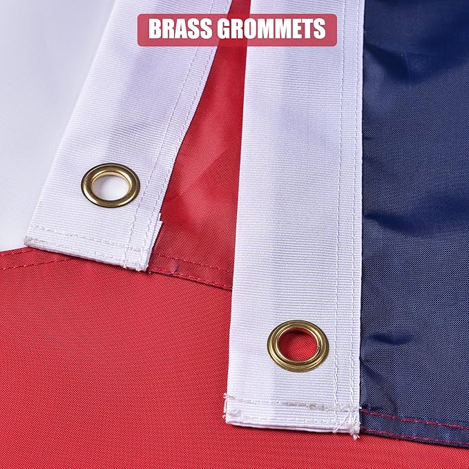 American Flag 3x5 Ft, US Deluxe Embroidered Heavy Duty Premium Polyester Durable Outside Flags with Brass Grommets