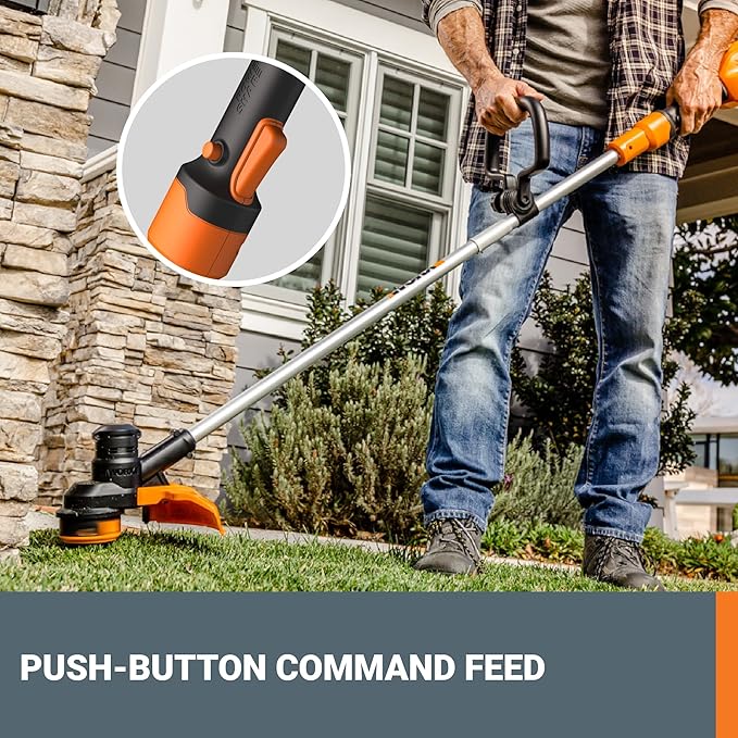 Worx WG183 40V 13" Cordless String Trimmer (Batteries & Charger Included), Black and Orange