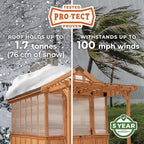 Backyard Discovery Bellerose 9' x 6' Cedar Wood and Polycarbonate Walk-in Greenhouse Kit with Pergola, Exhaust Fan, Windows, Hose Hook-Ups, PowerPort, Staging Shelves for Year-Round Outdoor Gardening