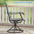 DIFY 5 Pieces Outdoor Patio Dining Set for 4, 40.2" Black Metal Square Dining Table and 4 Dark Grey Textilene Swivel Dining Chairs, Outdoor Table and Chairs