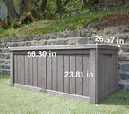 EAST OAK Outdoor Storage Box, 120 Gallon Deck Box with Stainless Steel Rods Large Resin Storage Bin for Patio Cushions, Garden Tools, Waterproof and UV Resistant, Lockable, Grey