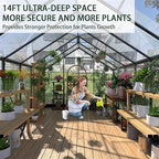 Greenhouses for Outdoors, 8x14.2 FT Polycarbonate Greenhouses with Adjustable Roof Vent, Aluminum Frame Green Houses for Garden with Sliding Doors, Windproof (8x14.2FT)